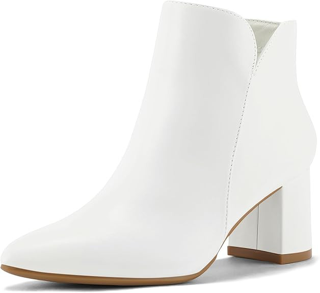 mysoft Women's Ankle Boots Chunky Block Low Heel Comfortable Pointed Toe Side V Cutout Dressy Off... | Amazon (US)