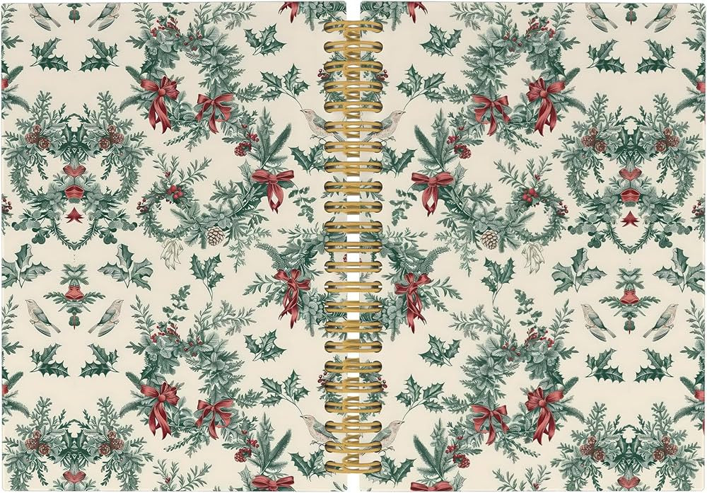 Merry Christmas Wreath Journal Notebook - Vintage Christmas Flower Notebooks College Ruled for Wo... | Amazon (US)