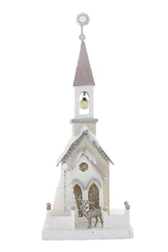 Cody Foster 16.5" Tall White and Silver Church with Steeple Deer Christmas Village House | Amazon (US)