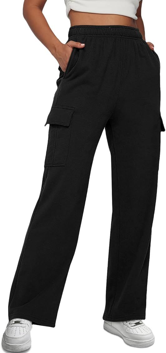 AUTOMET Womens Cargo Sweatpants Casual Baggy Fleece High Waisted Joggers Pants | Amazon (US)