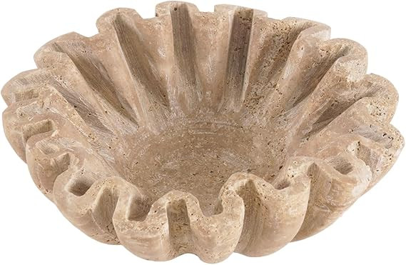 Travertine Ruffle Bowl 6 Inch Decorative Scalloped Bowls for Dining & Coffee Table Centerpiece - ... | Amazon (US)
