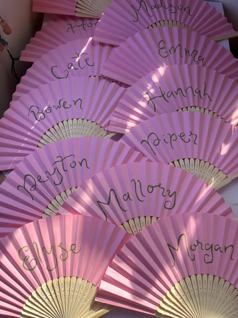 Personalised Painted Paper Fans - Custom Handwritten Fans Bamboo - Wedding Event Stationary Guest... | Etsy (Global)