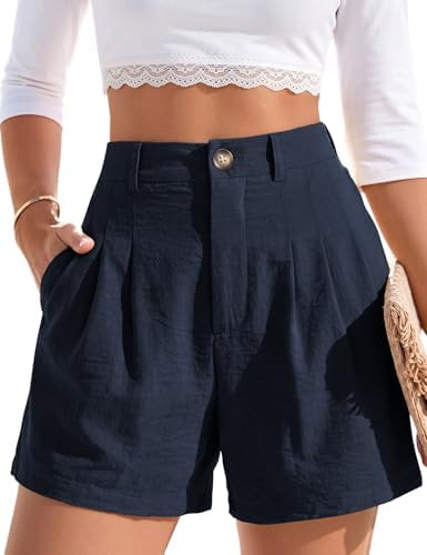 Shorts for Women Casual 2026 Summer Trendy Baggy Shorts Beach Vacation Outfits Zipper Button Clot... | Amazon (US)