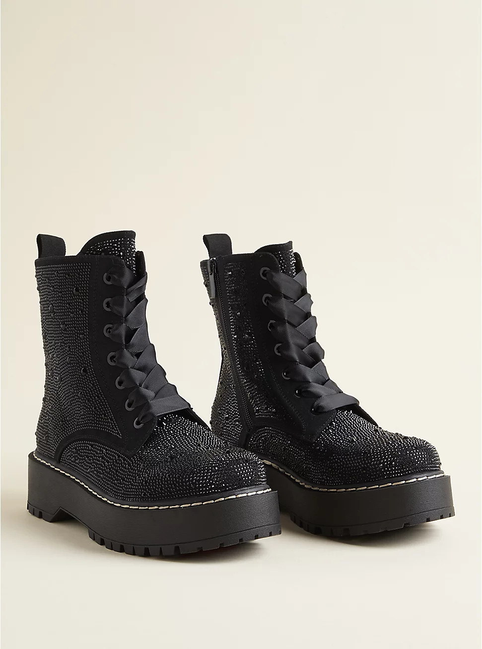 Betsey Johnson Rhinestone Combat Bootie (WW) | Torrid (US & Canada)