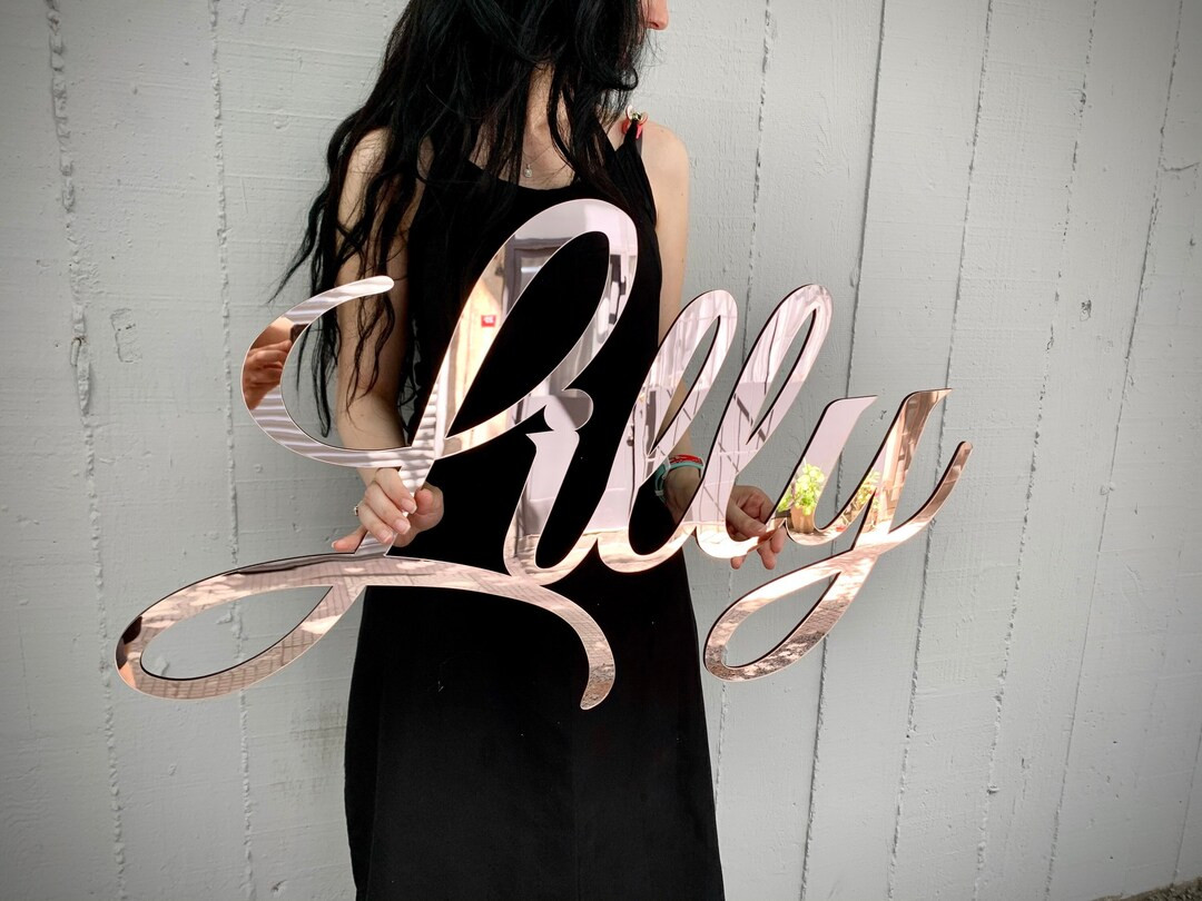 Custom Acrylic Name Sign, Custom Logo Sign, Rose Gold Sign, Personalized Large Acrylic Mirror, La... | Etsy (US)