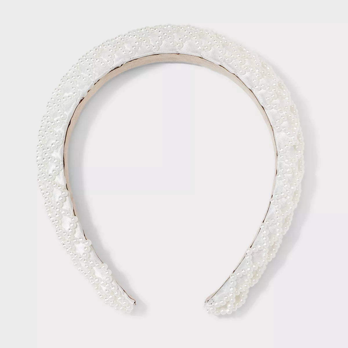 White Pearl Criss Cross Padded Headband - White | Target