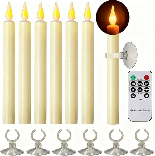 Christmas Window Candles with Timer Remote, Flameless Taper Candles with Suction Cups and Magneti... | Amazon (CA)