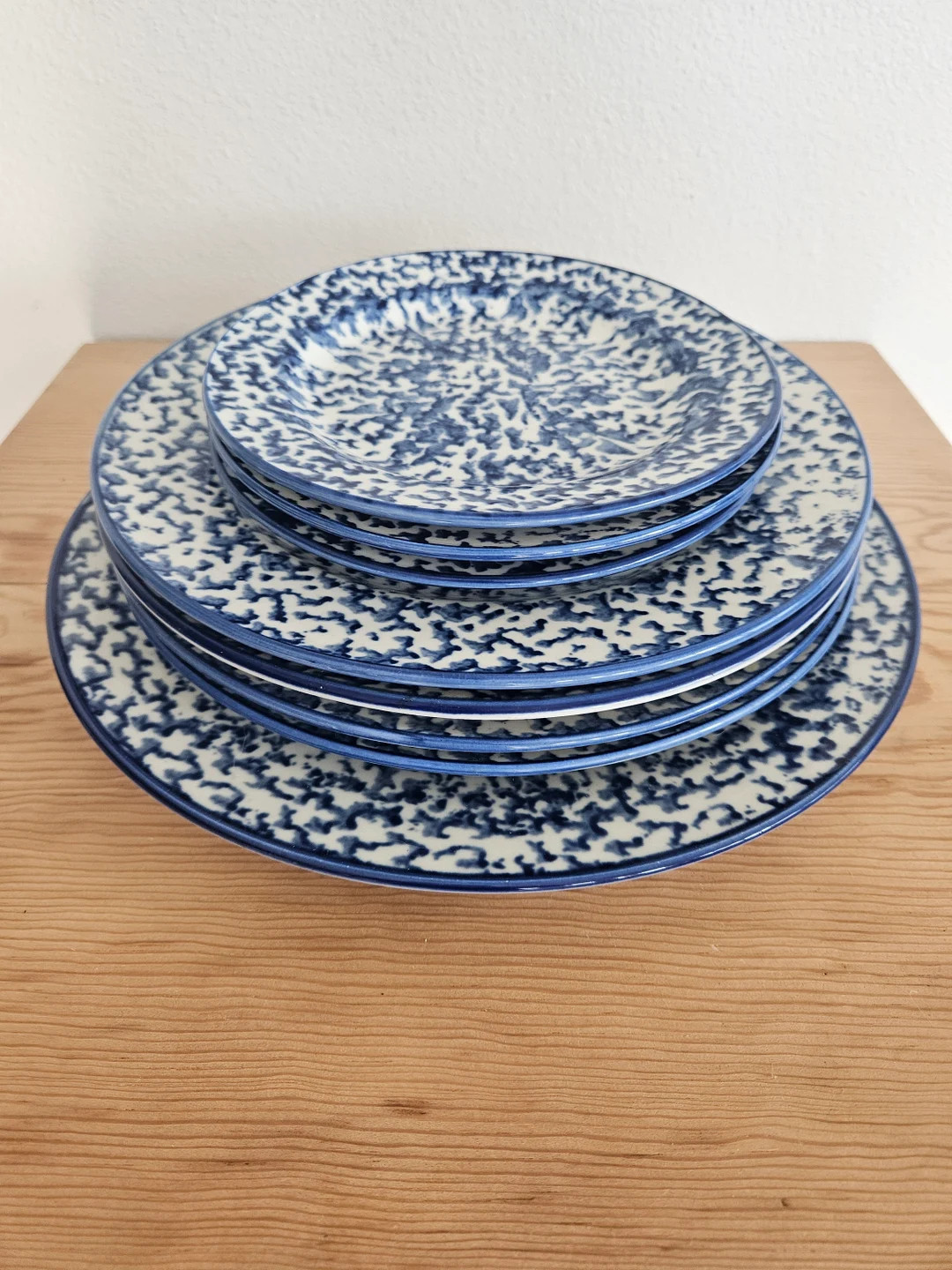 Royal Majesty Stoneware Spongeware,, Speckled Country Timeblue 8750 Plates. Blue and White. 8 Pie... | Etsy (US)