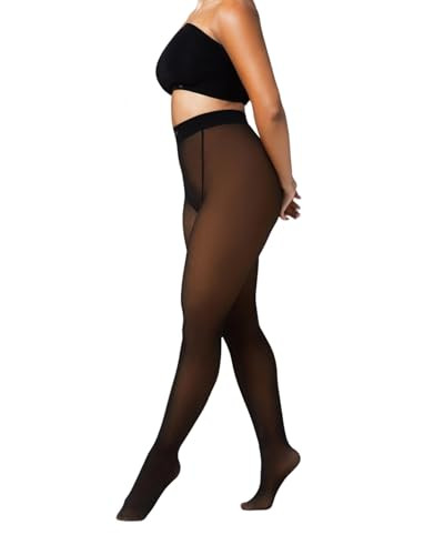 NOOSH Getnoosh TOAST Fleece-Lined Tights For Women | Stylish & Elegent Sheer Illusion - High-Waist Shaping Women's Tights | Warmth & Comfort | Medium/Black - S/M | Amazon (US)