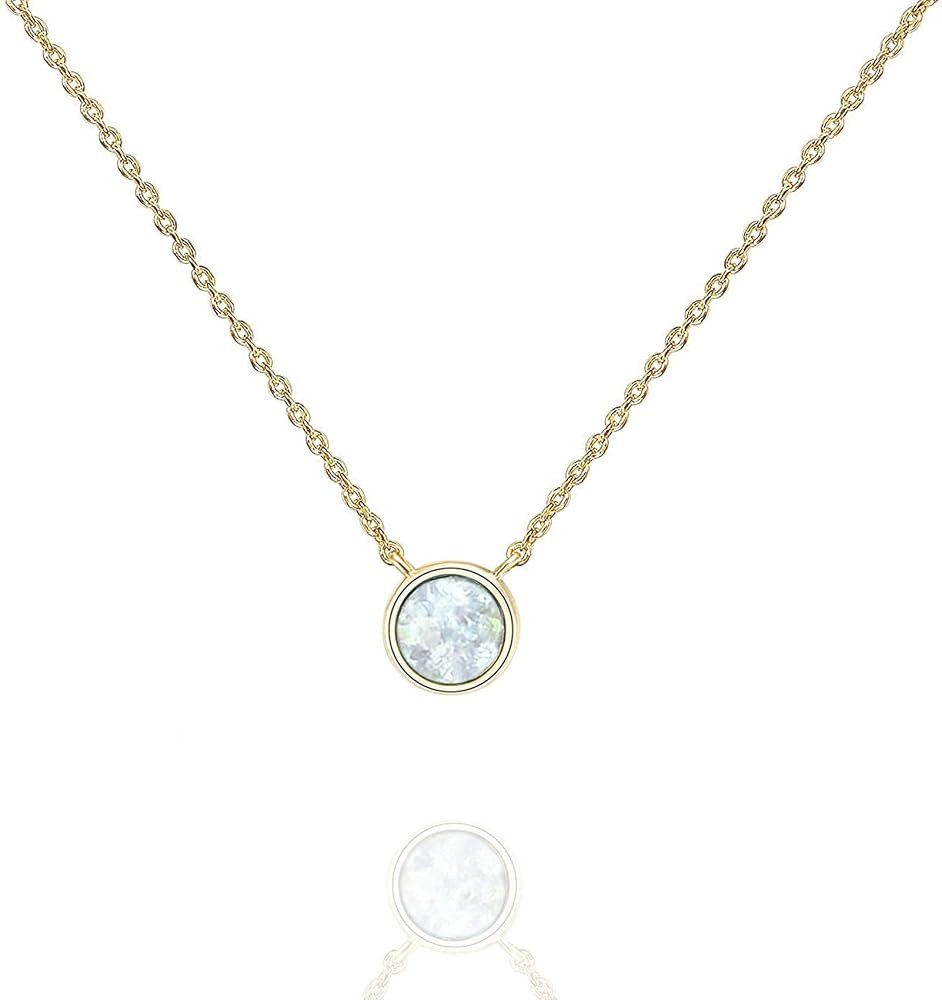 PAVOI 14K Gold Plated Created White Opal Necklace | Opal Necklaces for Women | Amazon (US)