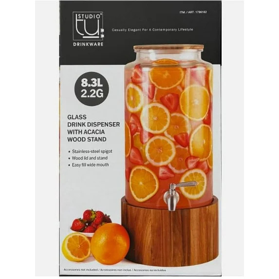 TheGlass Drink Dispanser with acacia wood stand | Walmart (US)