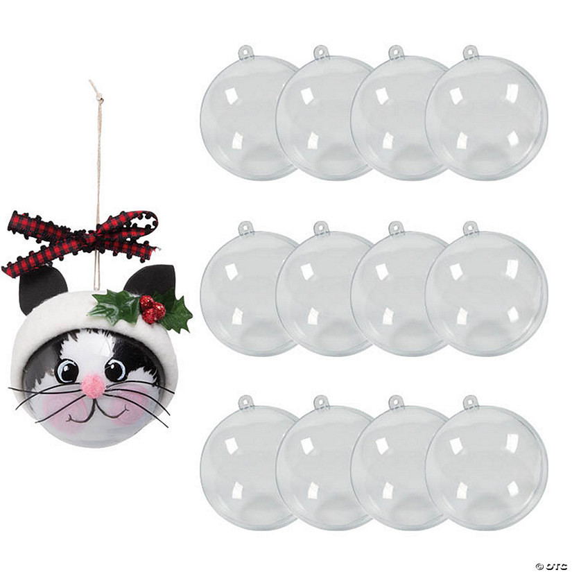 3" DIY Medium Clear Plastic Christmas Ball Ornaments - 12 Pc. | Oriental Trading Company