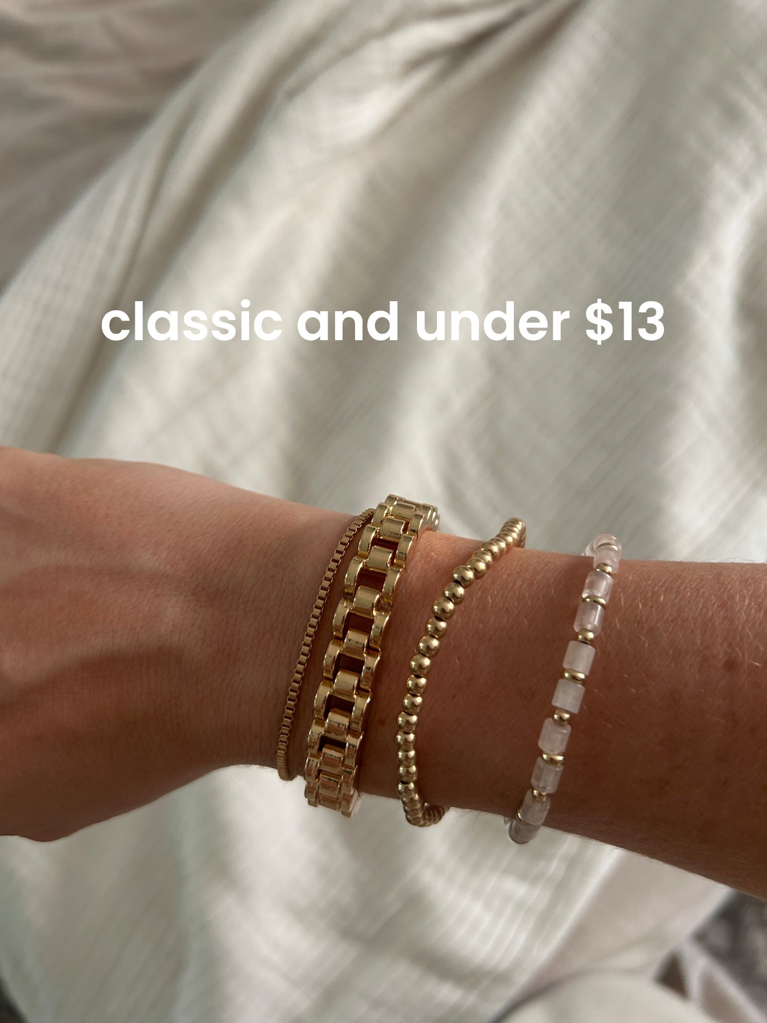 a cute stack for your summer and spring sleeveless outfits! I keep getting compliments on these (4) bracelets 