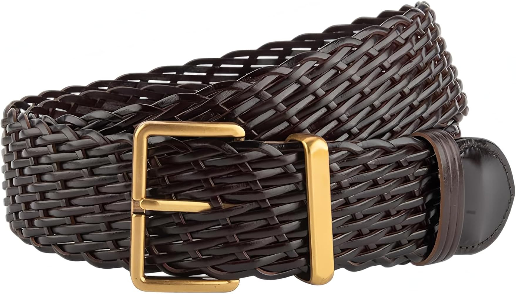 Women 1.8 Inches Braided Leather Belt with Gold Pin Buckle, Wide Hand Woven Design Waist Belt for... | Amazon (US)