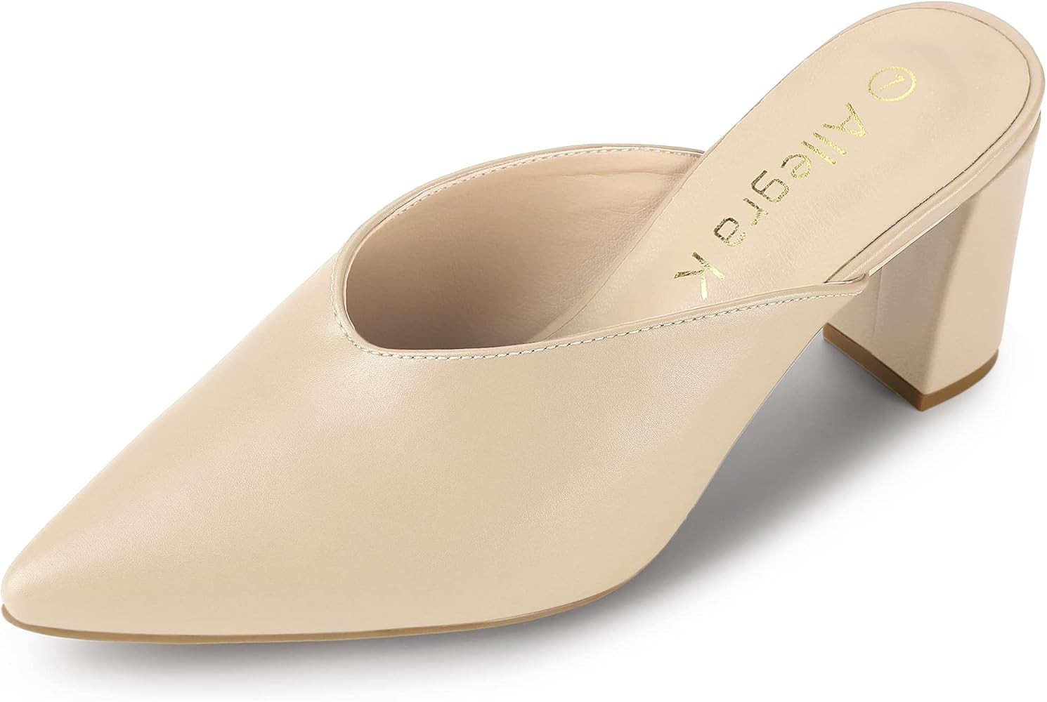 Women's Pointed Toe Chunky Heels Slides Mules | Amazon (US)