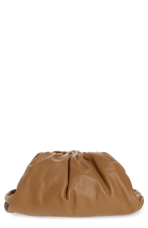 Bottega Veneta The Pouch Leather Clutch in Cammello/Gold at Nordstrom | Nordstrom