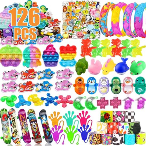 Krcilcuk 126 Pcs Party Favors for Kids, Treasure Box Toys for Classroom, Prize Box Toys for Kids, Goodie Bags Stuffers, Pinata Filler, Treasure Chest Fidget Birthday Gifts Stocking Stuffers | Amazon (US)