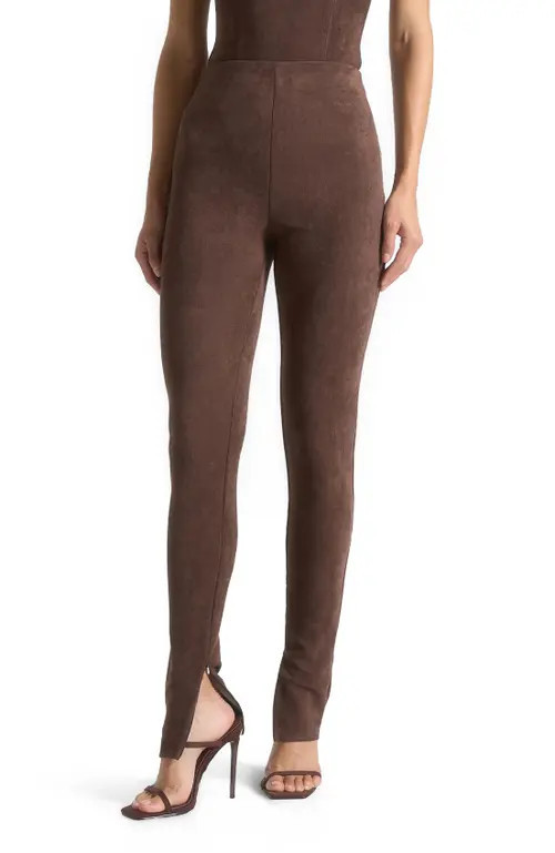 Manière De Voir Suede Leggings in Brown at Nordstrom, Size Xx-Small | Nordstrom