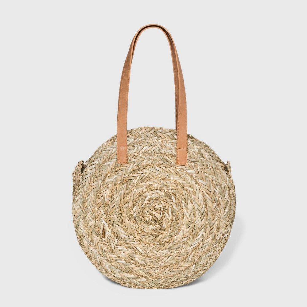 Circle Straw Tote Handbag - Universal Thread Natural, Women's, White | Target