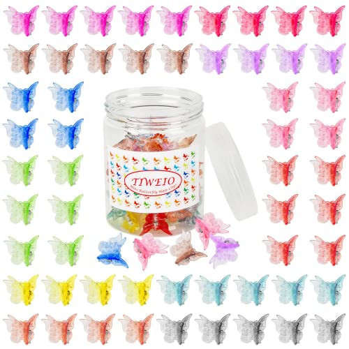 100 Pieces Butterfly Hair Accessories - Tiweio Small Hair Claw Clips in 12 Assorted Pastel Gradient Colors, Mini Cute Hair Clips for Women and Girls with Box Package | Amazon (US)