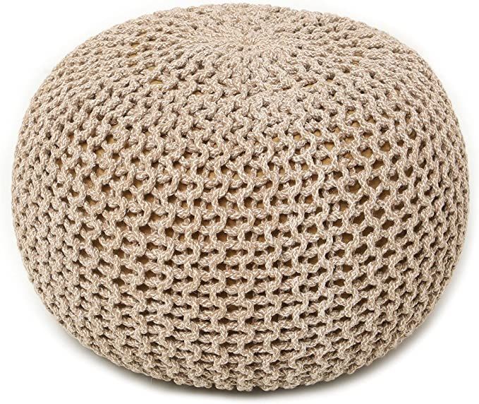 Round Pouf Foot Stool Ottoman Knitted Bean Bag footrest amazon finds amazon kitchen finds decor | Amazon (US)