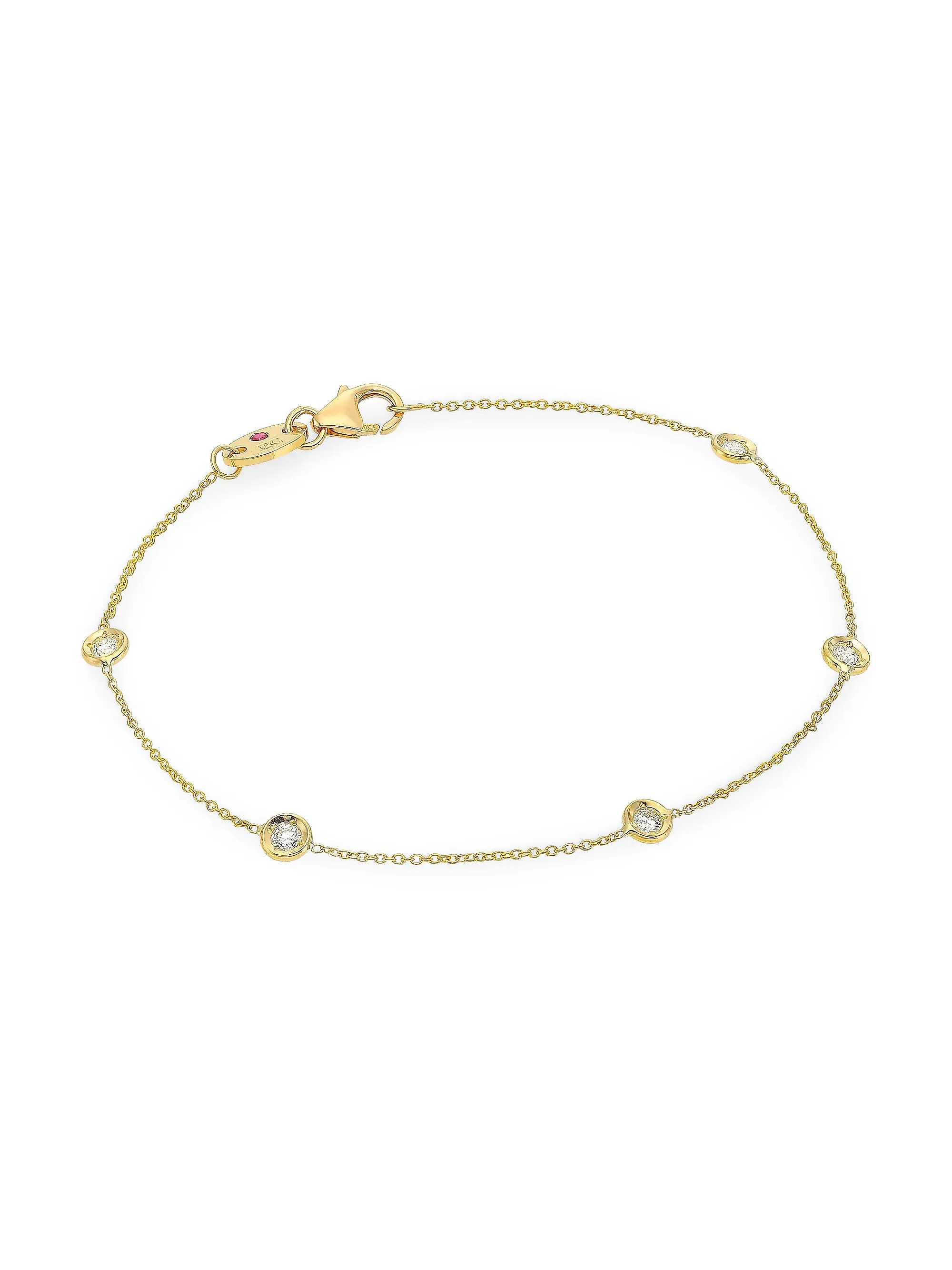 Tiny Treasures 18K Yellow Gold & Diamond Bezel Station Bracelet | Saks Fifth Avenue