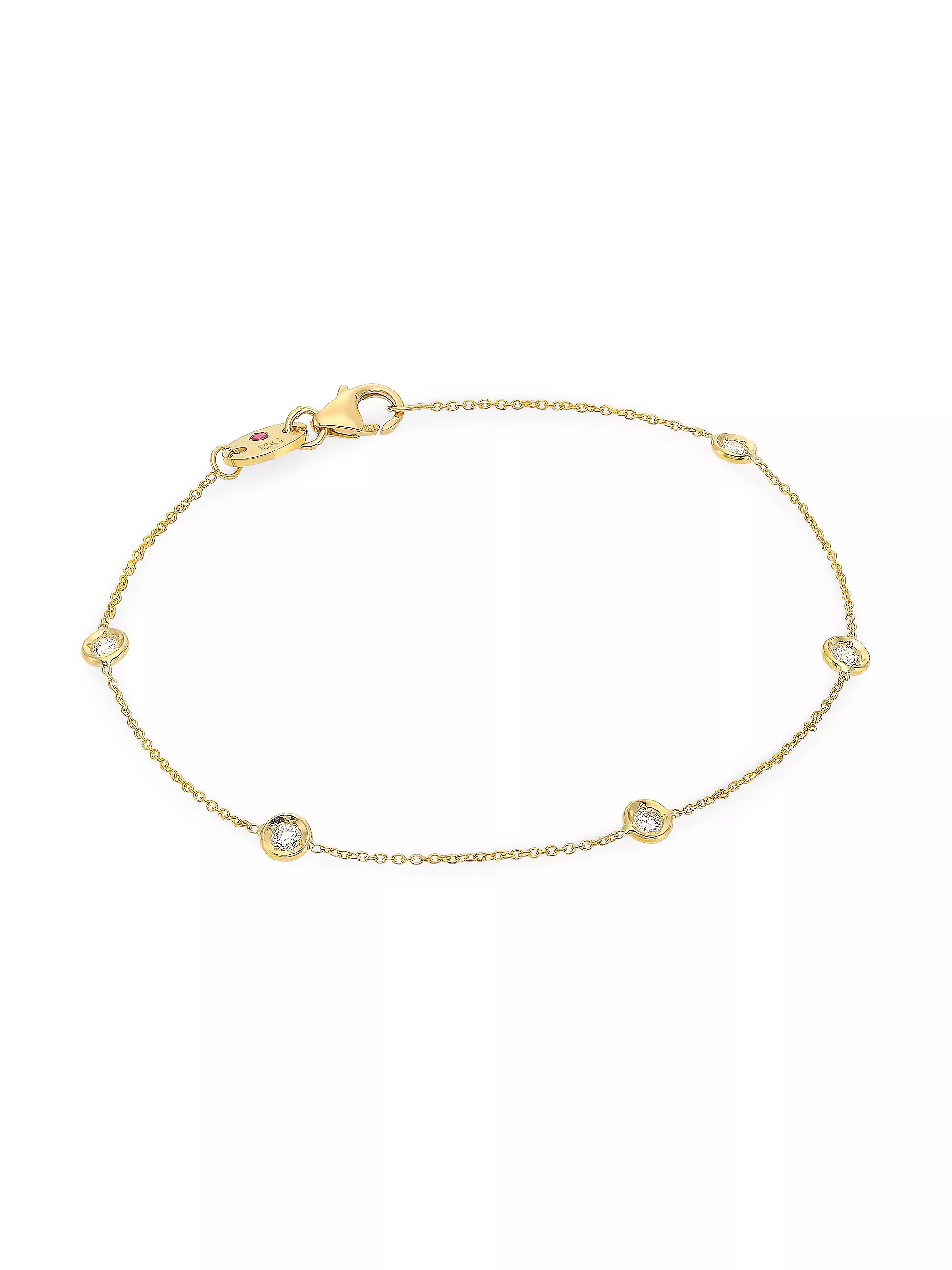 Tiny Treasures 18K Yellow Gold & Diamond Bezel Station Bracelet | Saks Fifth Avenue