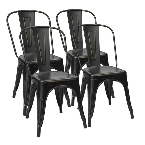 Lilian Metal Slat Back Stacking Side Chair (Set of 4) | Wayfair North America