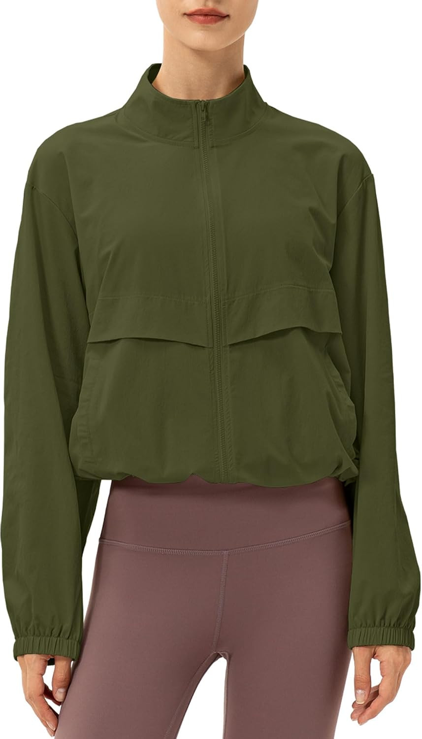 Women's Lightweight Zip Up Athletic Jacket Stand Collar Windproof Sun Protection Workout Outdoor Jacket | Amazon (US)