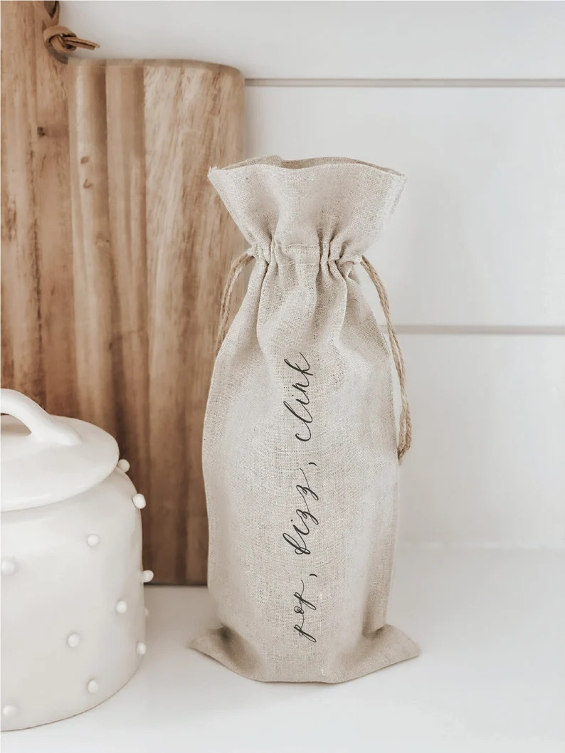 Wine Bag Pop Fizz Clink Calligraphy Hostess Gift or - Etsy | Etsy (US)