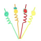 Pomdecy A Set of 4 Reusable Bright Colors Straws/Pineapple Watermelon Lemon Shape/Colorful/for kids/ | Amazon (US)