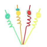 Pomdecy A Set of 4 Reusable Bright Colors Straws/Pineapple Watermelon Lemon Shape/Colorful/for kids/ | Amazon (US)