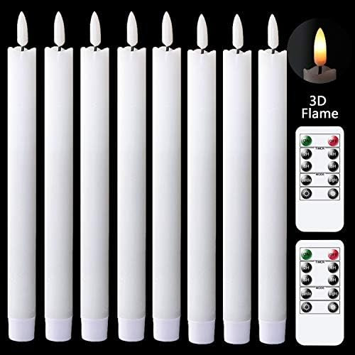 GenSwin Flameless Flickering Taper Candles with 2 Remote Controls and Timer, Real Wax 3D Wick Light  | Amazon (US)
