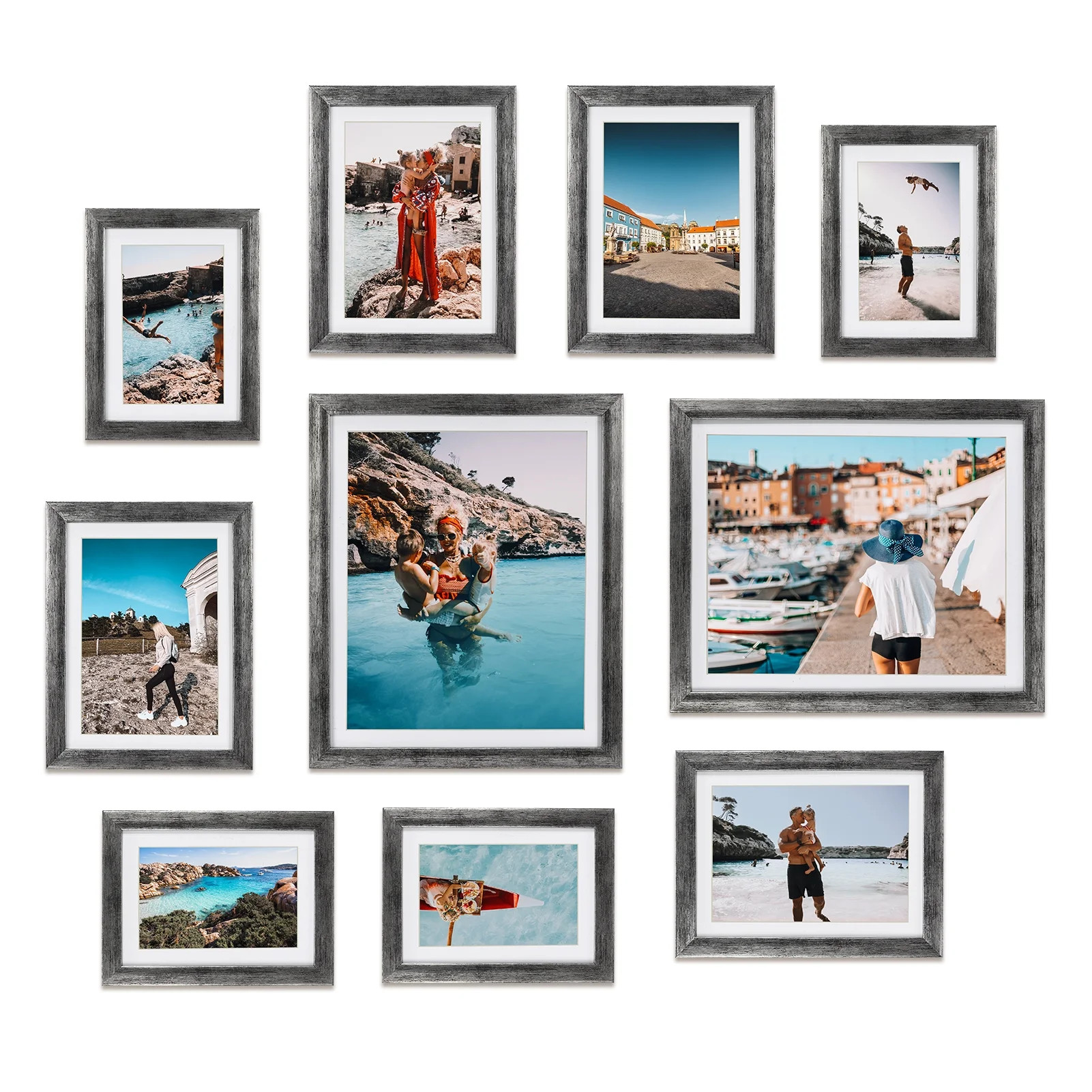 Gallery Set of 10 Picture Frames with Mats, Modern Contemporary Style, Multi-Size Frames, Maestro... | Walmart (US)
