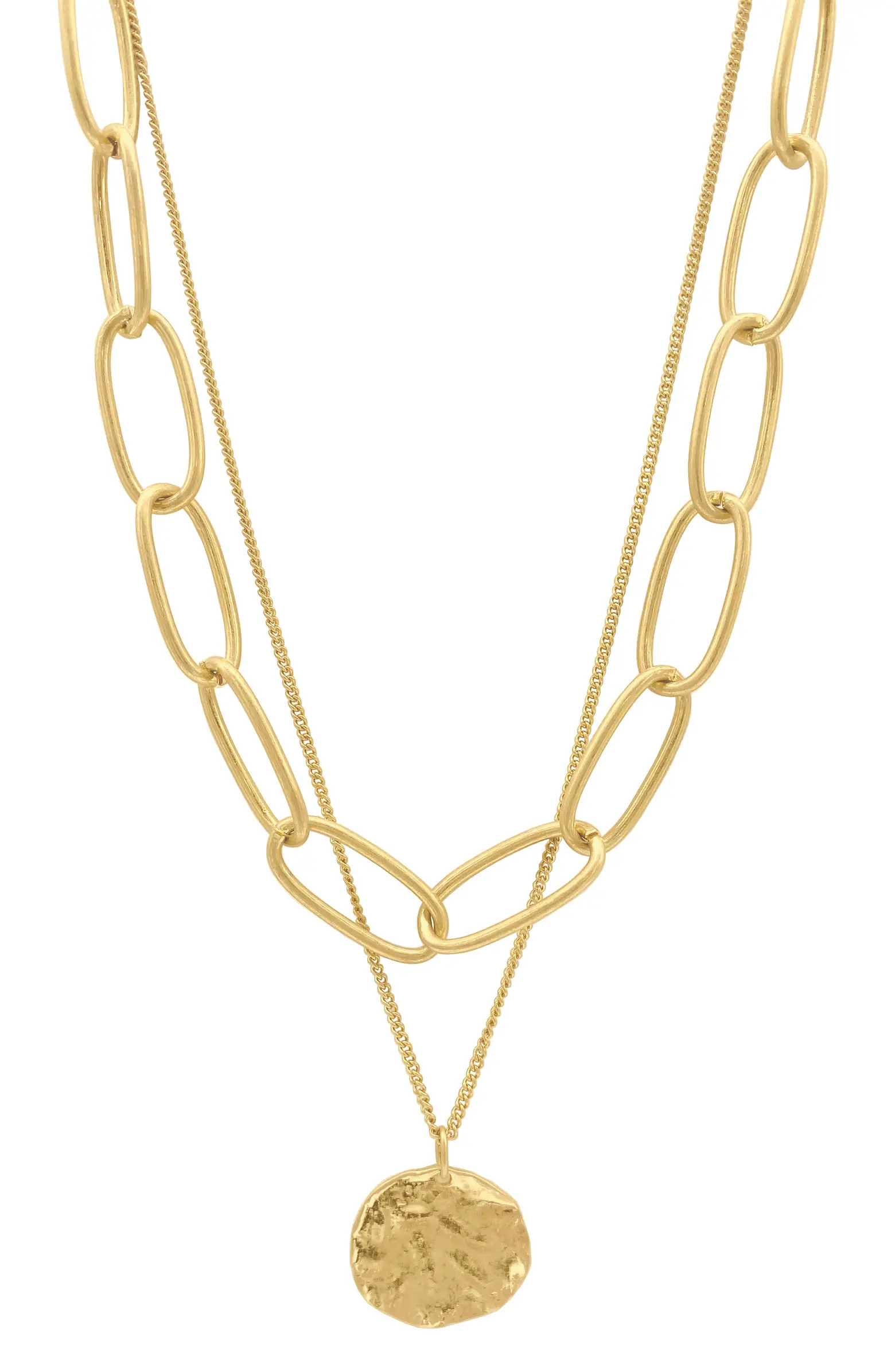 14K Gold Plate Large Chain & Coin Layered Necklace | Nordstrom Rack