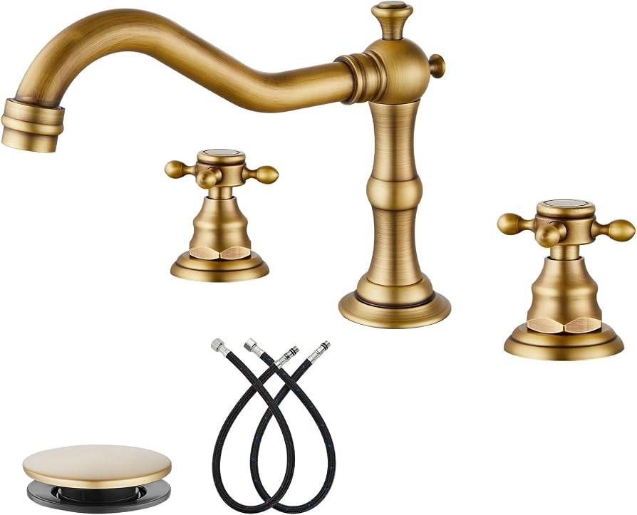 gotonovo 3 Hole 8\u2019\u2019 Widespread Bathroom Sink Faucet Antique Brass | Amazon (US)