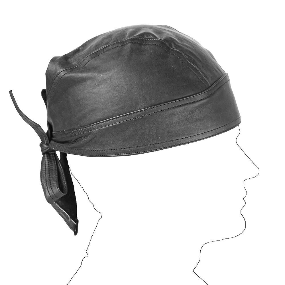 Leather Skull caps in Black Sweat Head Wraps Bandana Style in Real Leather | Amazon (US)