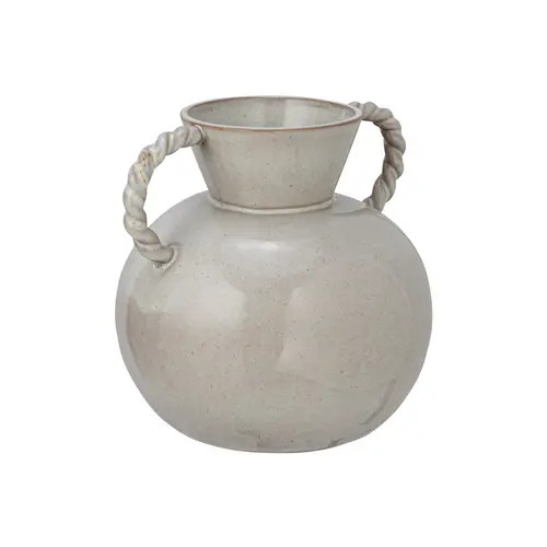 Storied Home 9.25 Inches Stoneware Vase with Twisted Handles and Reactive Glaze, Cream Color at Nordstrom | Nordstrom