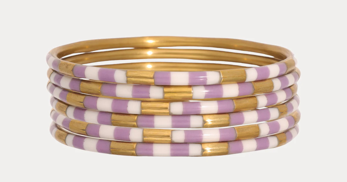 Lilac/White Veda Bangles - Set of 6 | BuDhaGirl