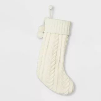 Cable Knit Christmas Stocking Ivory - Wondershop&#8482; | Target