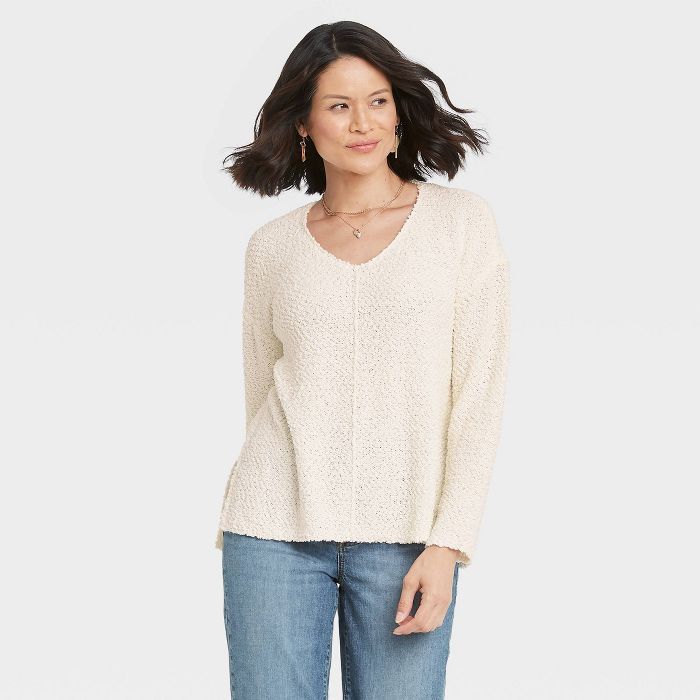 Women&#39;s V-Neck Pullover Sweater - Knox Rose&#8482; Ivory L | Target