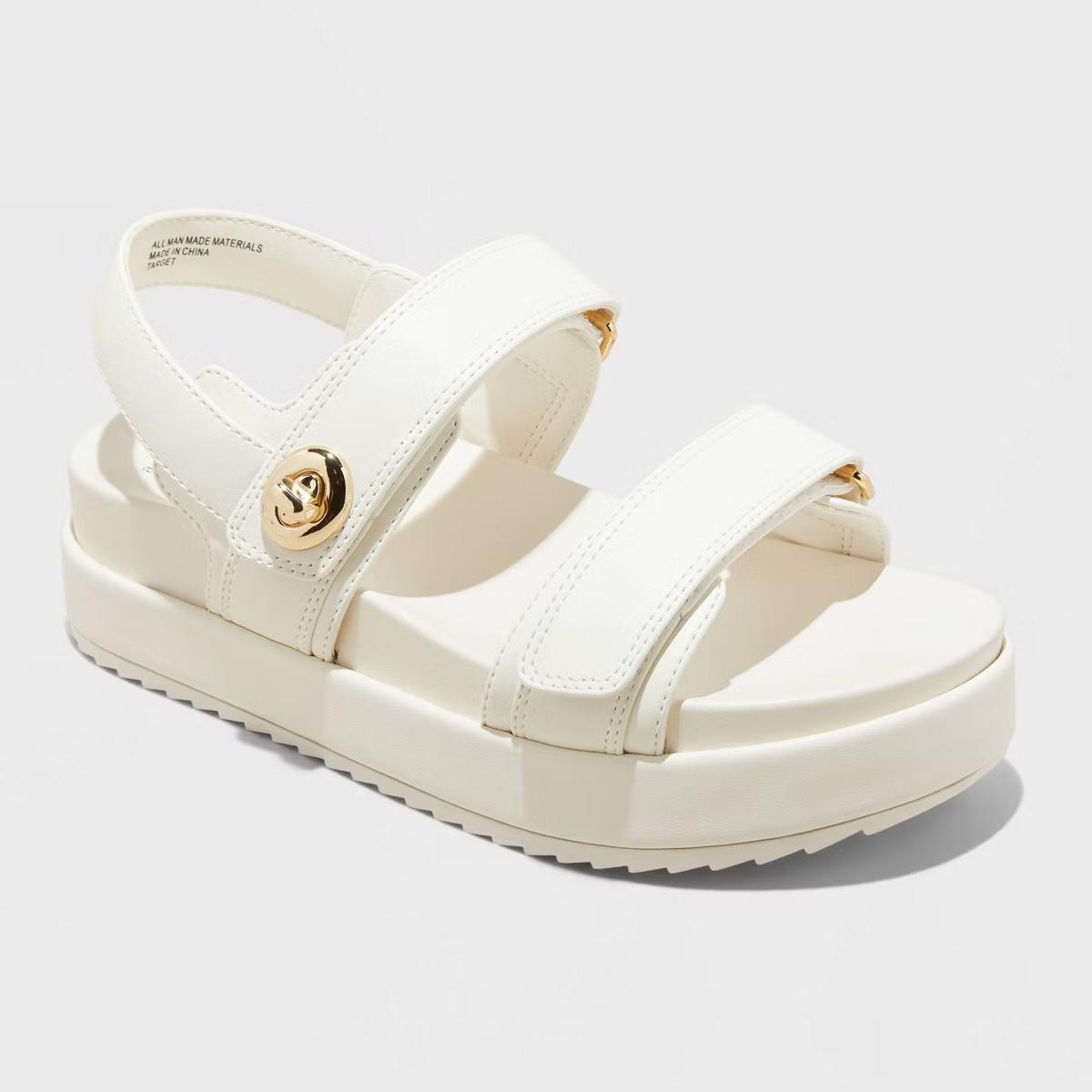 Women's Tanner Double Band Platform Sandals - A New Day™ Off-White 8.5 | Target