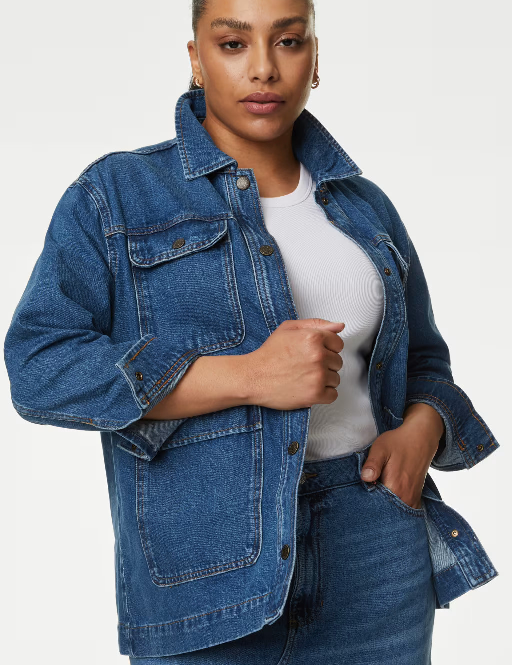 Pure Cotton Denim Relaxed Utility Jacket | Marks & Spencer (UK)