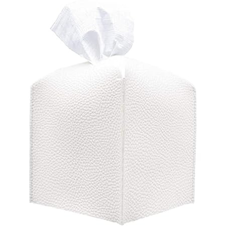 Square Tissue Box Cover Leather – with Bottom Belt [JESMINI, White] Modern PU Leather Tissue Box Hol | Amazon (US)