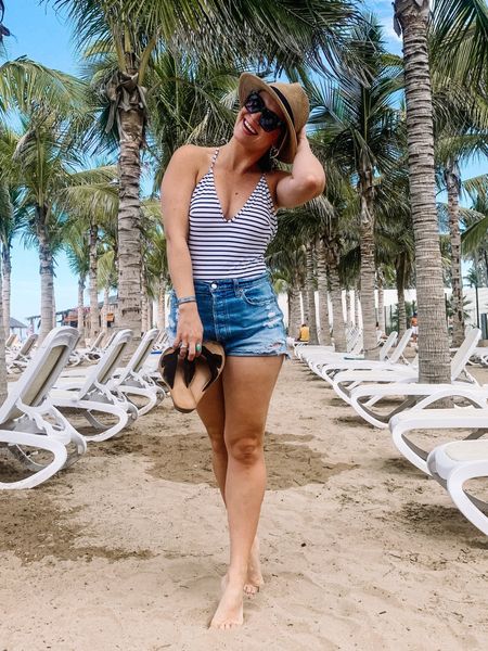 The best one piece swimsuit for a beach day! And I linked these jeans shorts, beach hat and sunglasses! #amazonfashion #swimsuit 

#LTKsalealert #LTKswim #LTKunder50