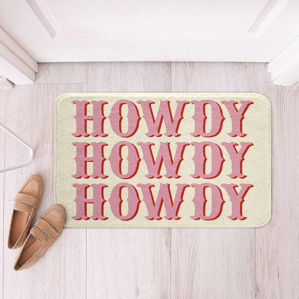 Feelyou Howdy Printed Bath Mats for Bathroom Abstract Words Bathroom Rugs for Kids Boys Children ... | Amazon (US)