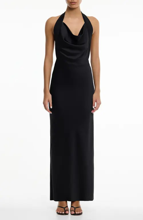 Significant Other Devlyn Cowl Halter Neck Open Back Gown in Black at Nordstrom, Size 12 | Nordstrom