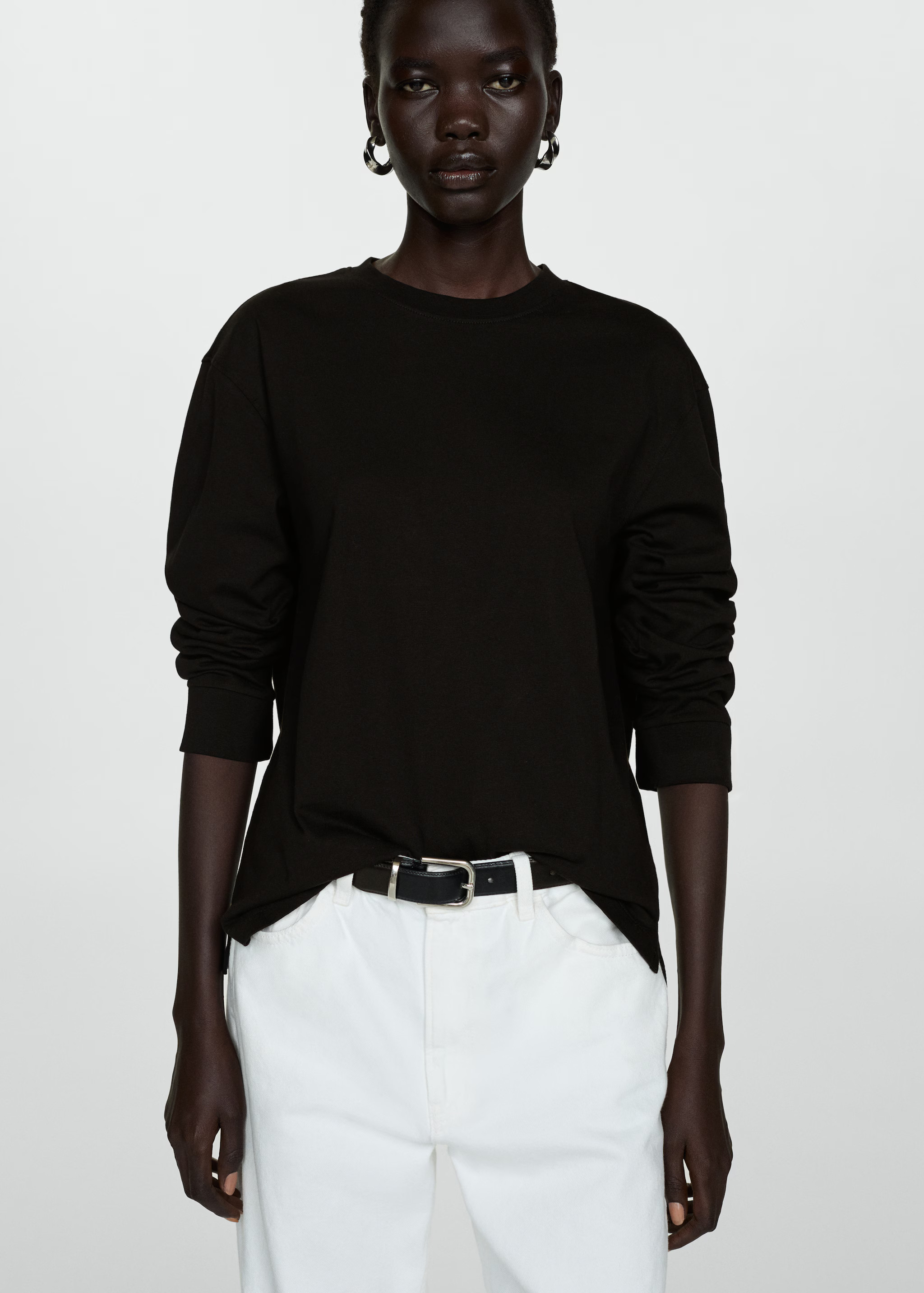 100% cotton long-sleeved t-shirt - Women | MANGO United Kingdom | MANGO (UK)