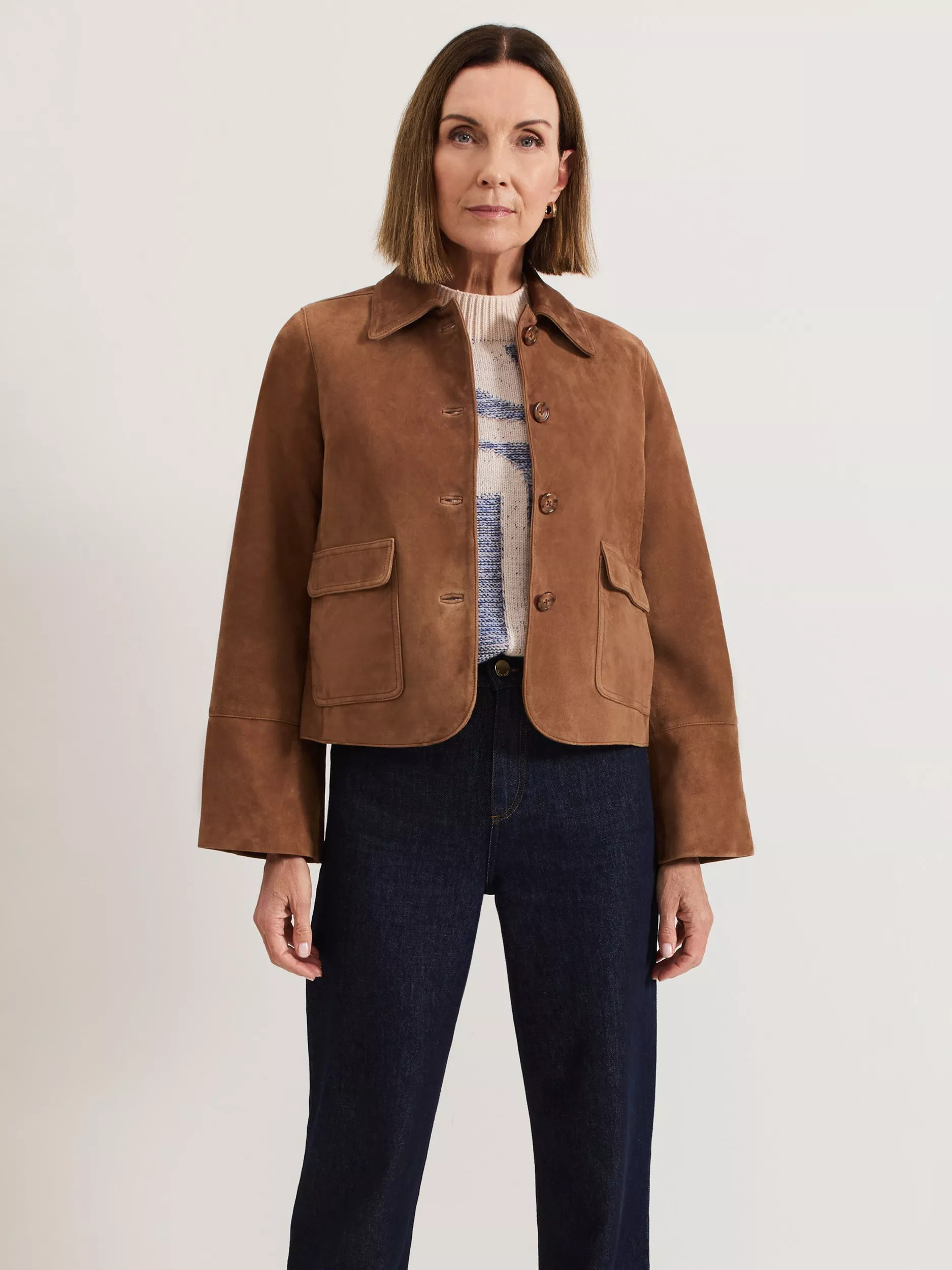 Phase Eight Indira Suede Jacket, Tan | John Lewis (UK)