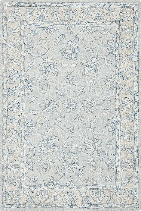 SAFAVIEH Micro-Loop Collection 3' x 5' BlueBeige MLP535M Handmade Premium Wool Entryway Living Ro... | Amazon (US)